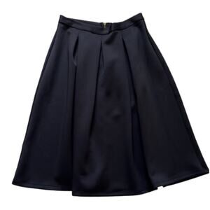 Chelsea & Theodore Skirt Black Inverted Pleat Scuba Midi Skirt Size 10
